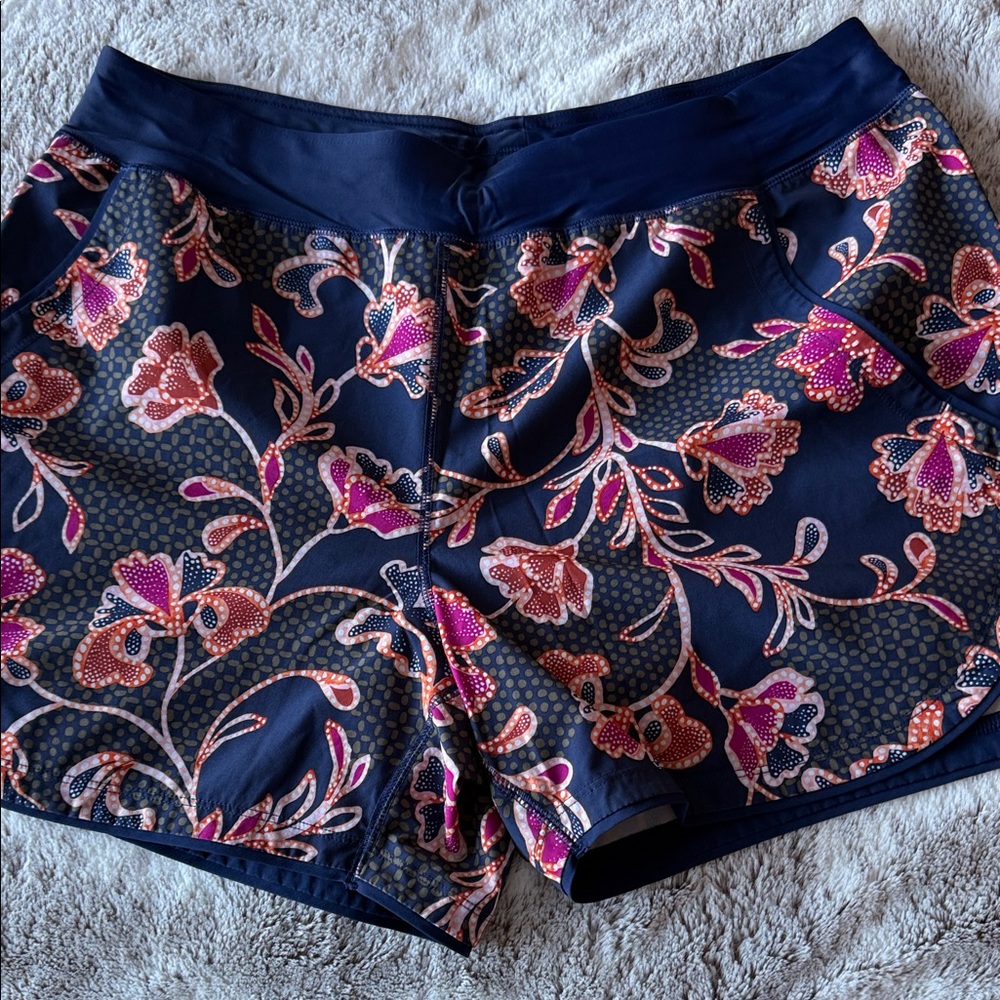 Lands' End sunshade Navy and Pink Floral Athletic/swim shorts